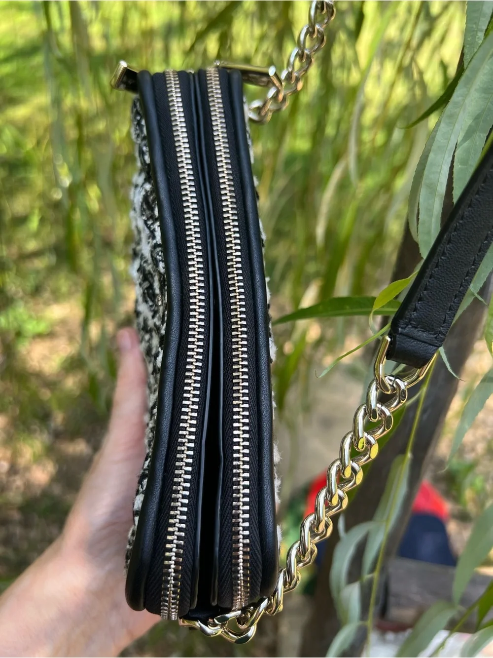 kate spade Black & White Tweed Crossbody Bag